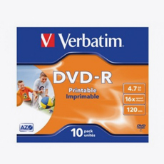 Boite de 10 DVD-r 16x 4.7Gb verbatim imprim.