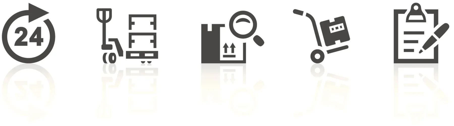 Vector icons with an logistics and shipping theme. Simple series. One icon consists of a single object + reflection (on a separate layer). EPS8, JPEG + AI CS3